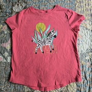 Hanna Andersson Wild Zebra Cotton Graphic Tee Girls Size 8 / 130